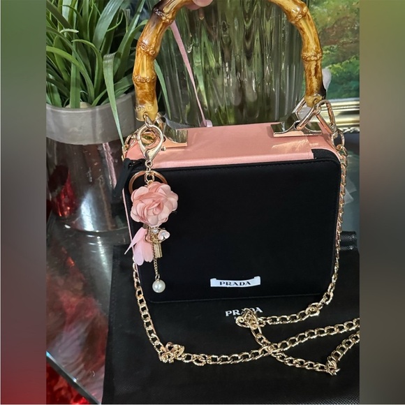 Prada Black and Pink Women's Bag with Bamboo Handle - Picture 3 of 11
